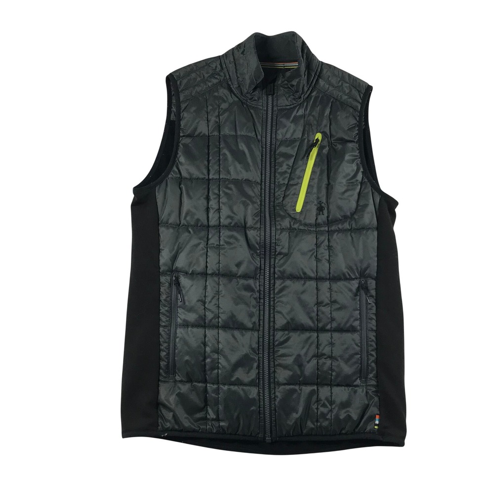 Smartwool Mens Smartloft 60 Hybrid Quilted Merino Wool Vest Gray Lime Green M